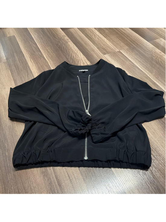 Express Jackets & Blazers - Express Black Draped Zip Front Bomber Jacket S